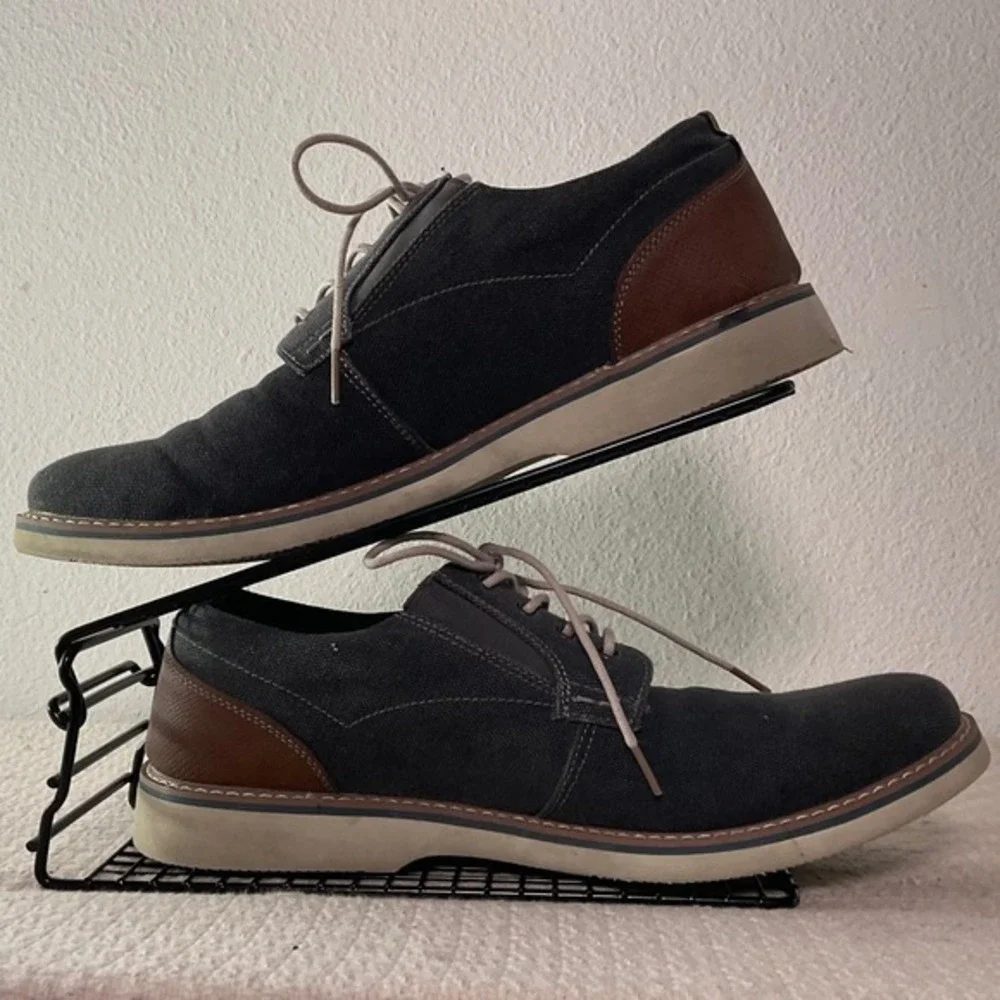 Nunn Bush Mens 11M Charcoal Gray Canvas Comfort Gel Oxford Shoes 84856-025